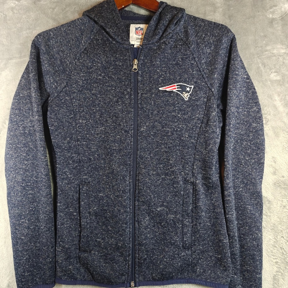 NFL Team Apparel Hoodie Women Small Blue New England Patriots Full Zip Jacket